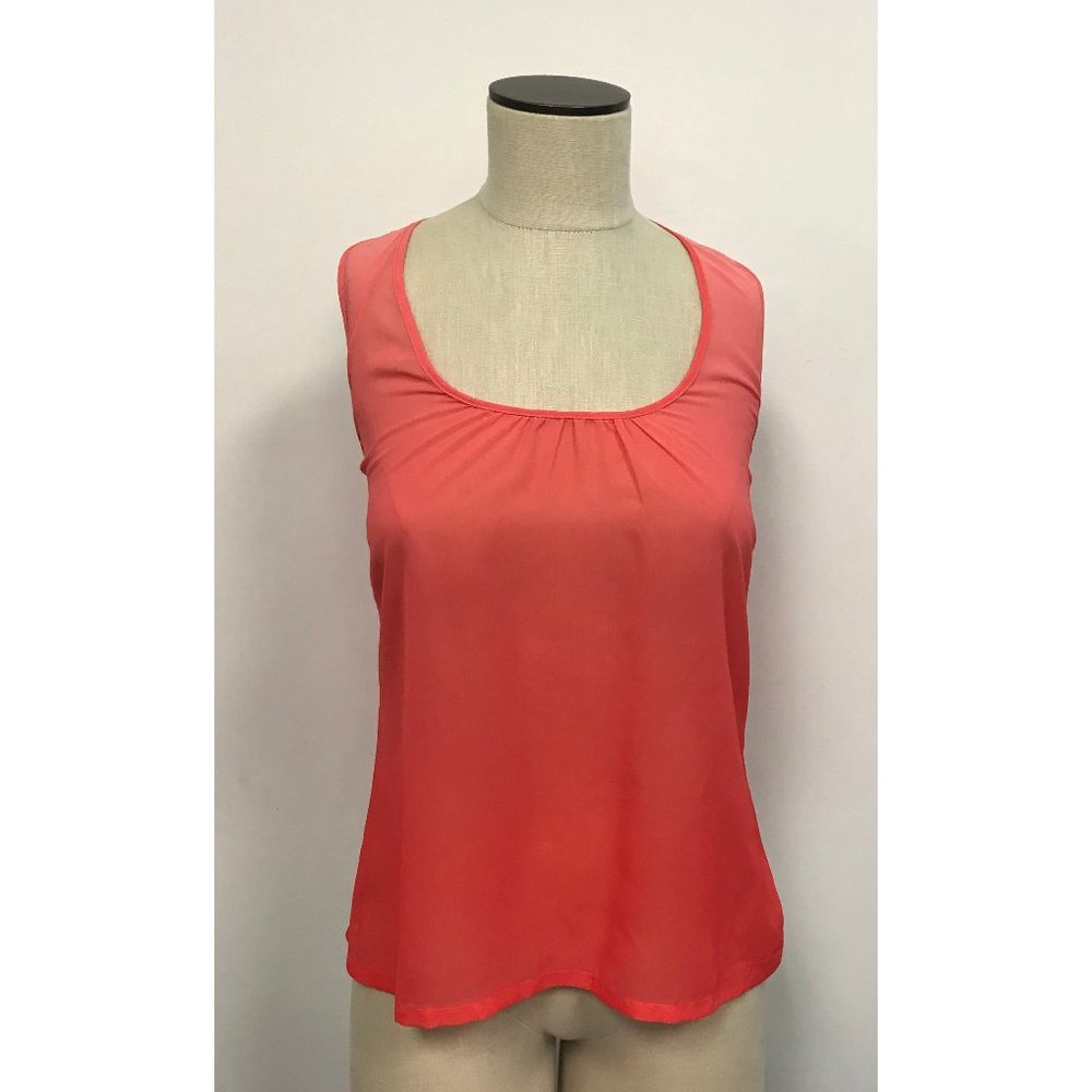 NWT Tulle Cascade Ruffle Back Sheer Sleeveless Top
